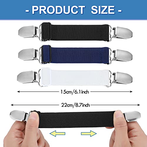 Eurzom 6 Pcs Pant Waist Tightener Waist Cinch Clip Belt Adjustable Elastic Sandal Straps Pant Clip Women Men(Black, White, Dark Blue) - Image 4
