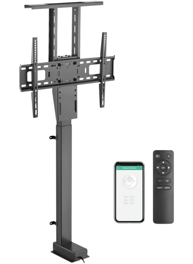 BEETEC Motorized Hidden TV Lift for 32" to 65" Flat Panel TVs, Up to 60kg Load Capacity, VESA 600x400mm, Remote Control, Height Adjustable, Black | TF-TL710 - Image 1