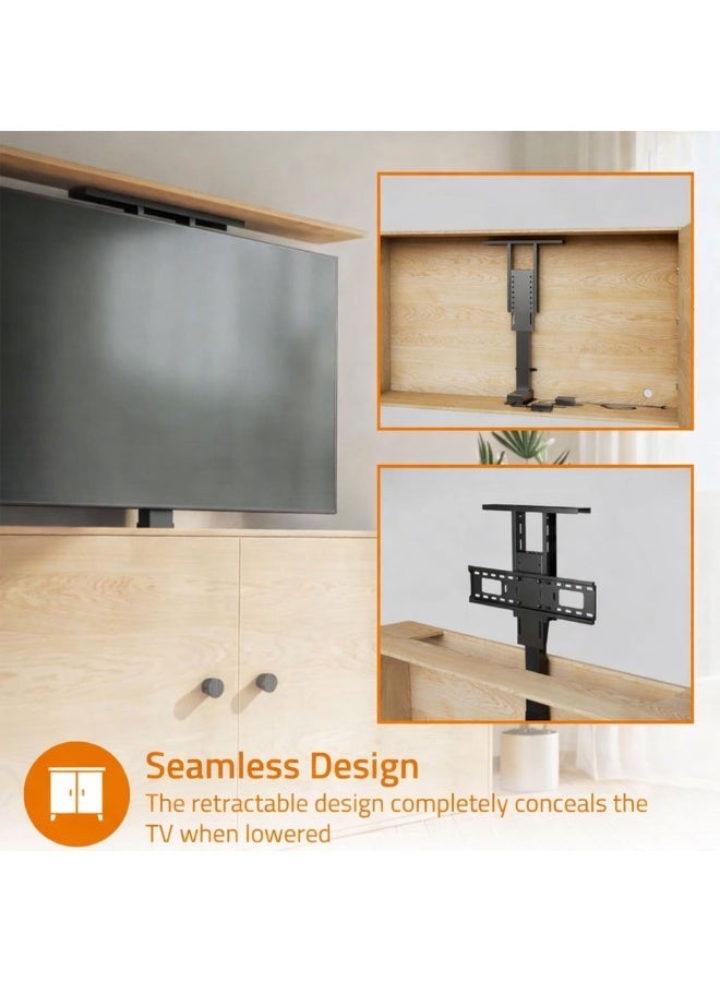 BEETEC Motorized Hidden TV Lift for 32" to 65" Flat Panel TVs, Up to 60kg Load Capacity, VESA 600x400mm, Remote Control, Height Adjustable, Black | TF-TL710 - Image 2