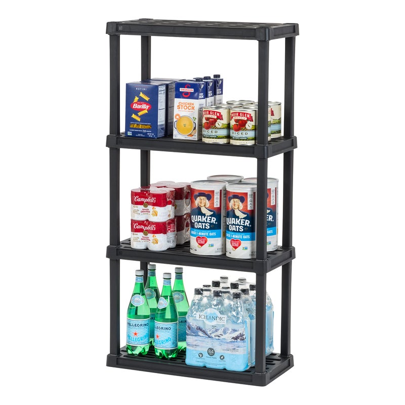 IRIS IRIS USA 4Shelf Heavy Duty Plastic Storage Shelves 160lb Capacity 48H x 24W x 12D Medium Modular Shelving Unit Storage Organizer for Garage Home Bathroom  Laundry Storage Rack  Black 