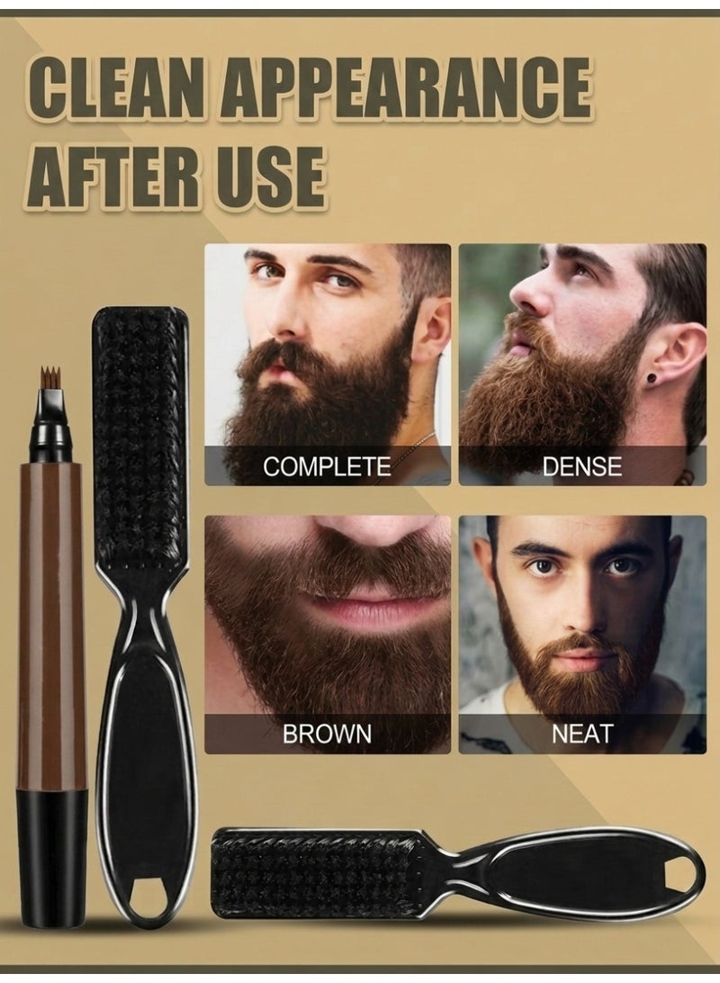 HAYALUX Beard Pencil Filler for Men, Long Lasting Beard Filling Pen Kit with Brush and Beard Styling Comb Tool Creates Natural Looking Beard, Moustache and Eyebrows-Dark Brown - Image 2