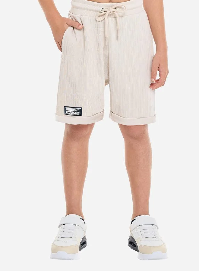 victor and jane Victor And Jane Boys Beige Cotton Polo and Shorts Set