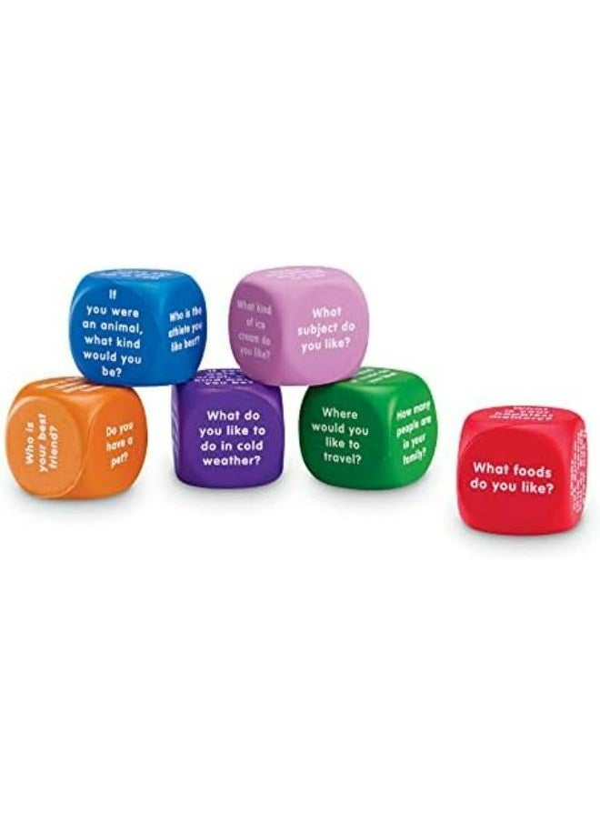 Learning Resources - Conversation Cubes - 6 Pieces, Ages 6+ Foam Cubes For Social Emotional Learning, School Counselor Supplies, Speech Therapy Toys, Ice Breaker Cubes - Image 1