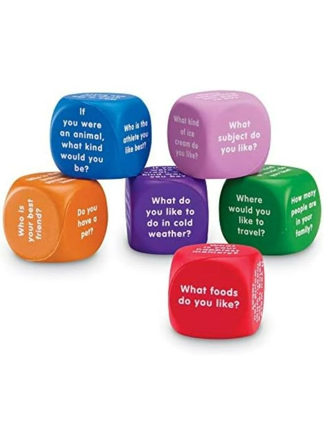 Learning Resources - Conversation Cubes - 6 Pieces, Ages 6+ Foam Cubes For Social Emotional Learning, School Counselor Supplies, Speech Therapy Toys, Ice Breaker Cubes - Image 1