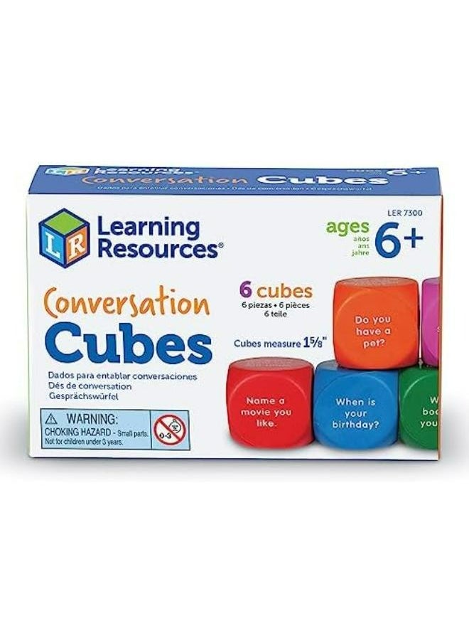 Learning Resources - Conversation Cubes - 6 Pieces, Ages 6+ Foam Cubes For Social Emotional Learning, School Counselor Supplies, Speech Therapy Toys, Ice Breaker Cubes - Image 1