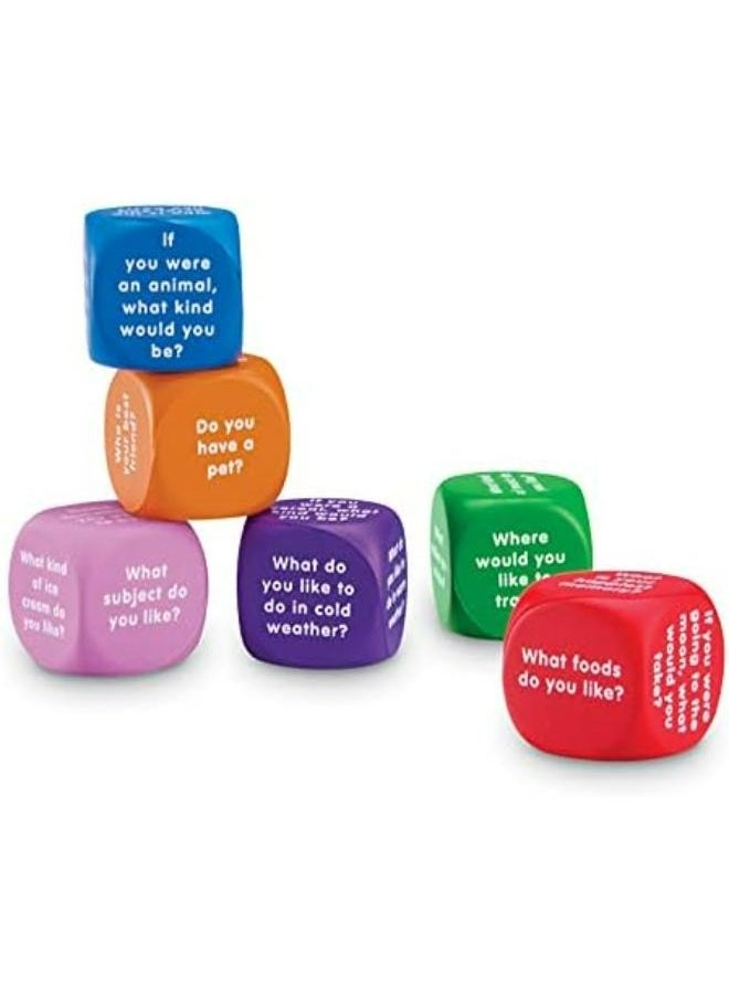 Learning Resources - Conversation Cubes - 6 Pieces, Ages 6+ Foam Cubes For Social Emotional Learning, School Counselor Supplies, Speech Therapy Toys, Ice Breaker Cubes - Image 1