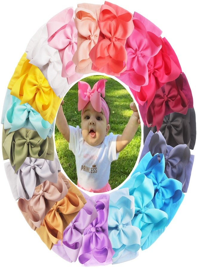CellElection 20PCS Baby Girls Soft Nylon Headbands 6Inch Big Bows Elastic Nylon Hairbands Hair Accessories for Newborns Infants Toddlers Kids… - Image 1