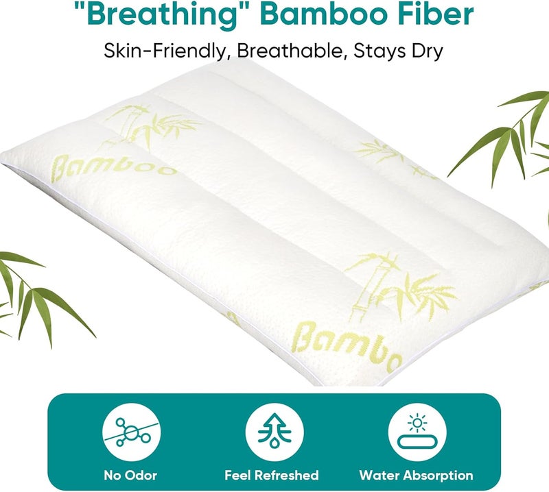 MINUPWELL Ultra Flat Small Pillow for Sleeping, 18x13 in Small Pillow for Travel 7D High Support 2.5 inch Height Ultra Thin Pillows -Mini Pillow - Rayon Derived from Bamboo - Image 2