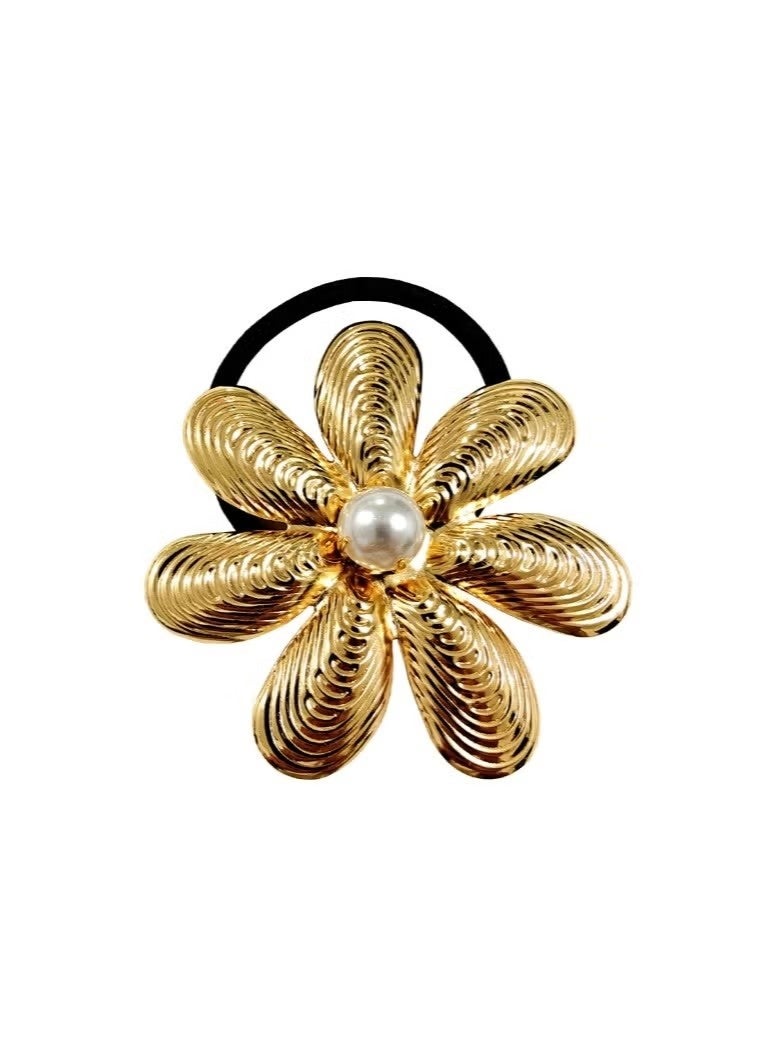 مجموعة من 4 ربطات شعر معدنية، أساور شعر ذهبية، مشابك شعر معدنية ملتوية هندسية، لفافات شعر للشعر الكثيف، أربطة شعر مرنة، إكسسوارات شعر للنساء - Image 2