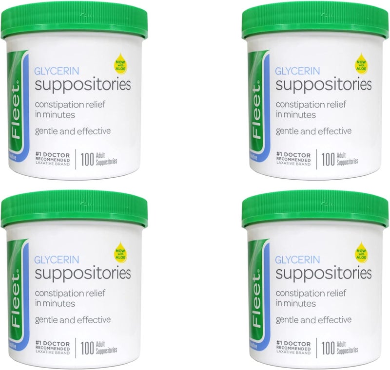 Fleet تحاميل الجلسرين للبالغين من فليت 100 حبة عبوة من 4 - Image 1