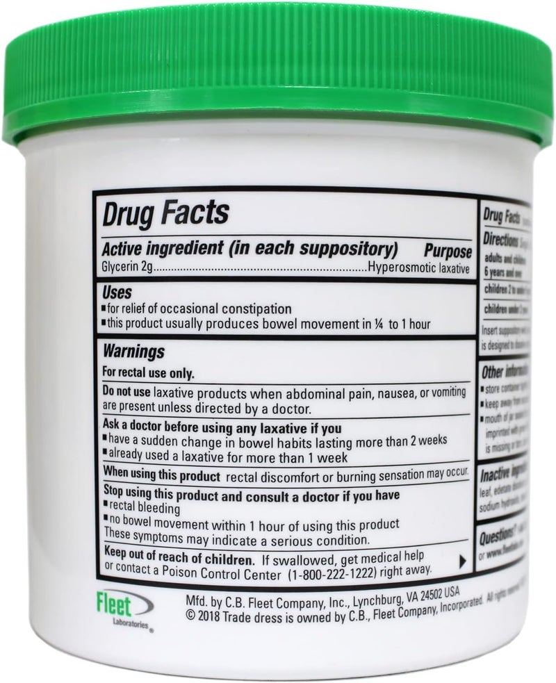 Fleet تحاميل الجلسرين للبالغين من فليت 100 حبة عبوة من 4 - Image 3