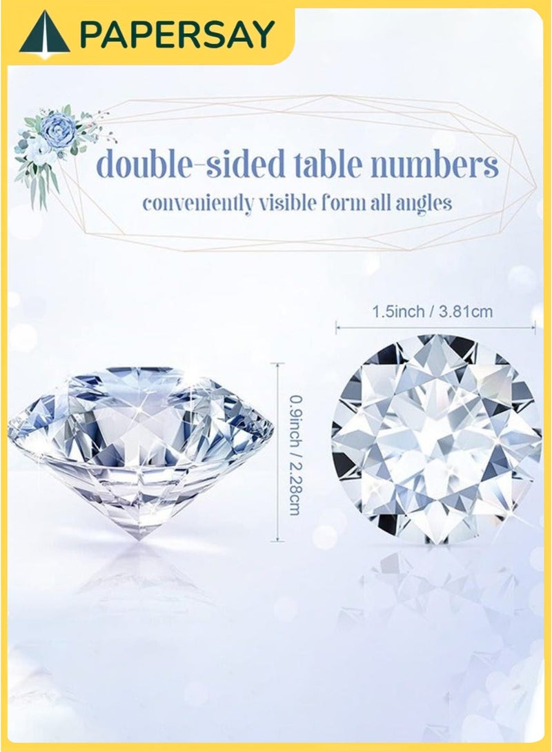 PAPERSAY 12 Pack Diamond Place Card Holders Stands, Acrylic Crystal Table Card Stands for Wedding, Party Decoration, Baby Shower, Table Decorations (Clear) - Image 2