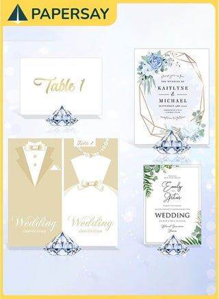 12 Pack Diamond Place Card Holders Stands, Acrylic Crystal Table Card Stands for Wedding, Party Decoration, Baby Shower, Table Decorations (Clear) - view 4