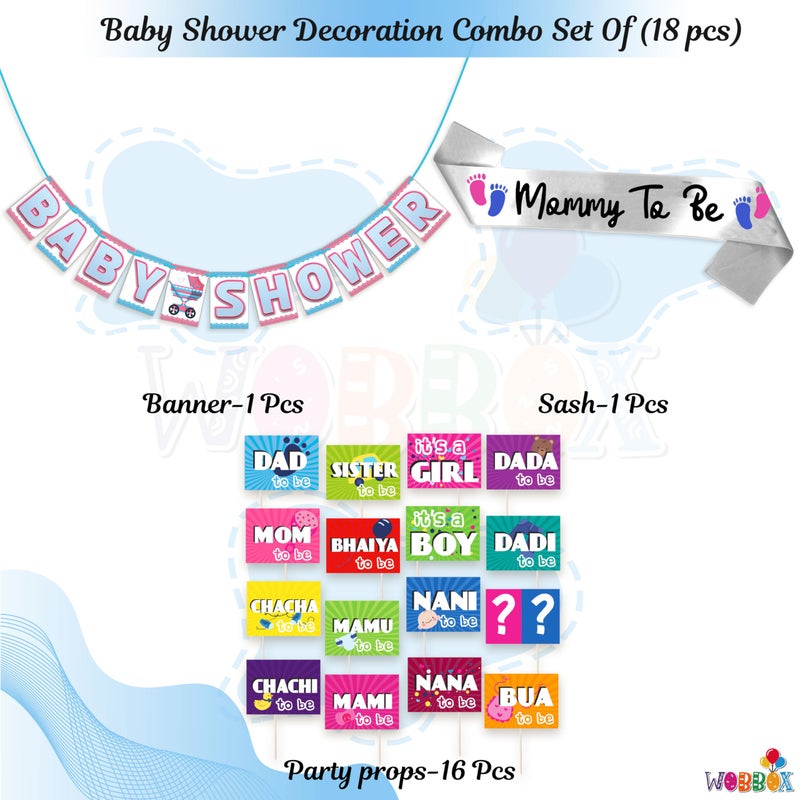 Wobbox Baby Shower Decoration Items| Baby Shower Ceremony Photo Booth Props for Photoshoot, Baby Shower Banner& Mom to Be Sash, Godh Bharai Ceremony Decoration Kit-(FP4689) - Image 2