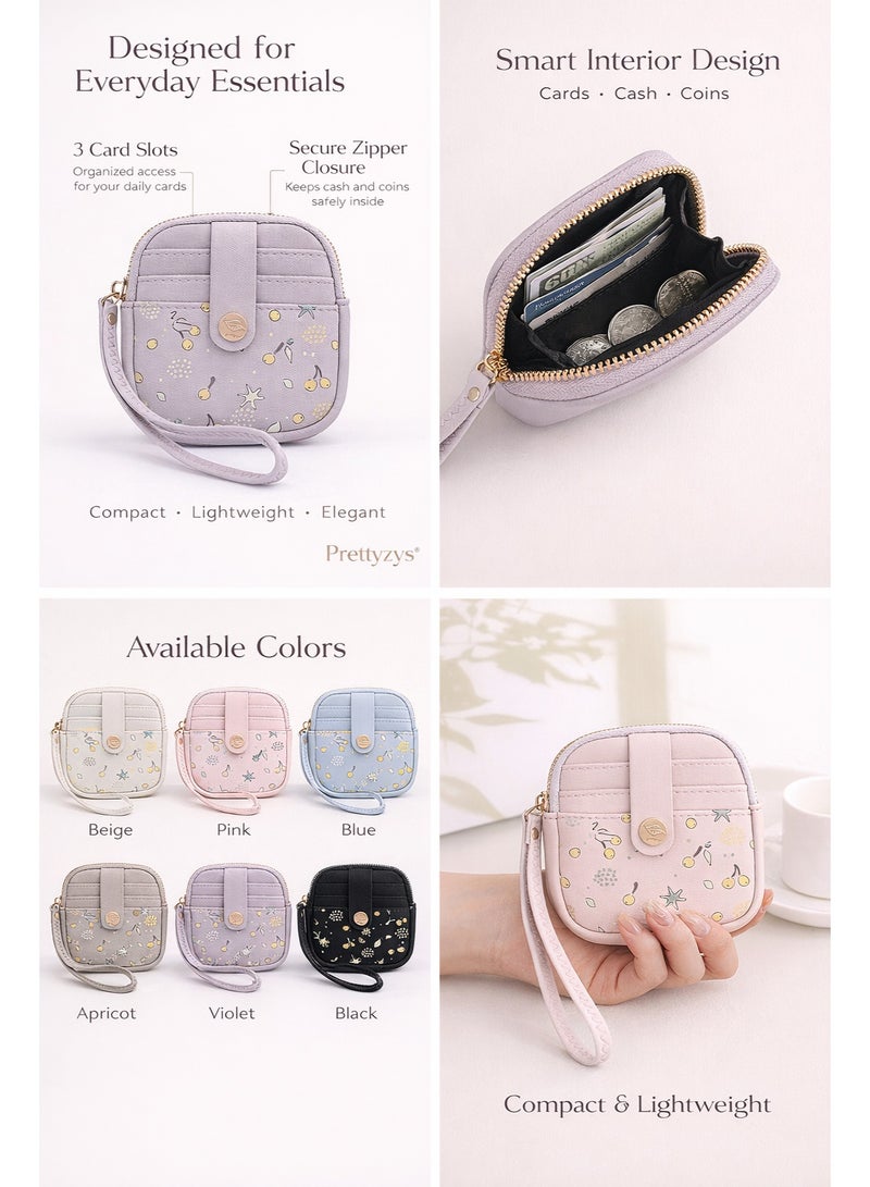 Prettyzys Compact Zipper Wallet with Wrist Strap – Mini Card & Coin Purse for Everyday Essentials - Image 3