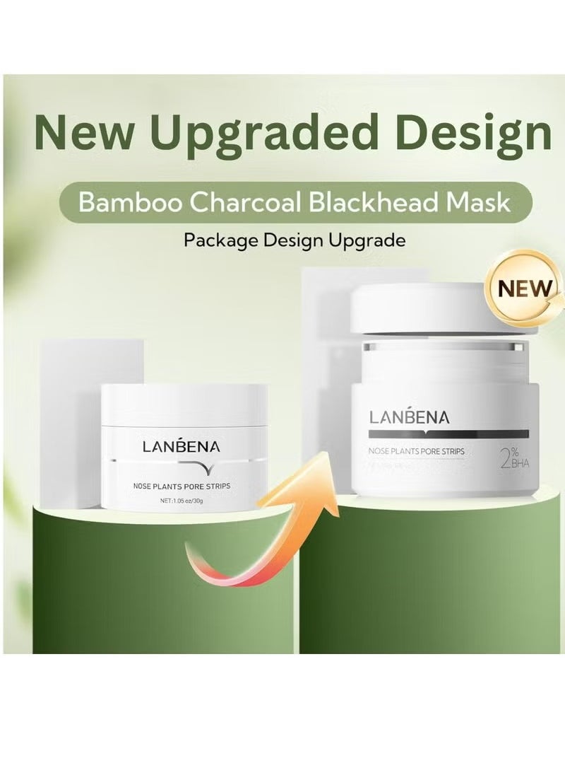 LANBENA Nose Plants Pore Strips 2.0,Upgraded Blackhead Remover Mask with Salicylic Acid, Amazonian White Clay, Pore Cleanser Purifying Peel off Face Mask with 60 PCS Strips, Peel Off Mask Nose Strips Aloe Facial Mask 30g  - Image 2