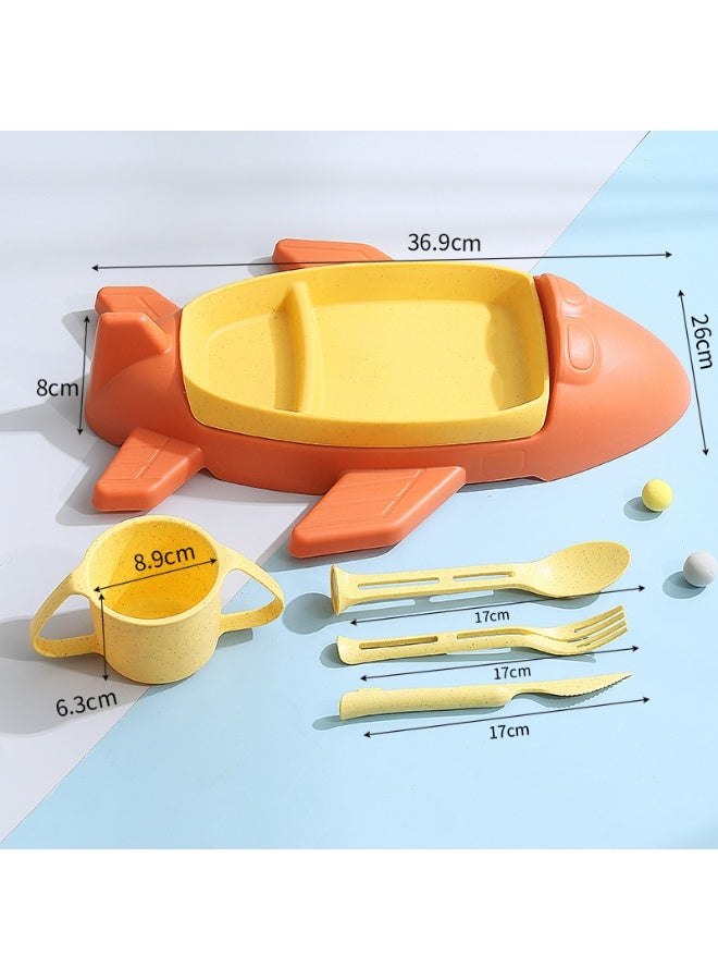 KUYING New Baby Airplane Divided Silicone Plate Set 