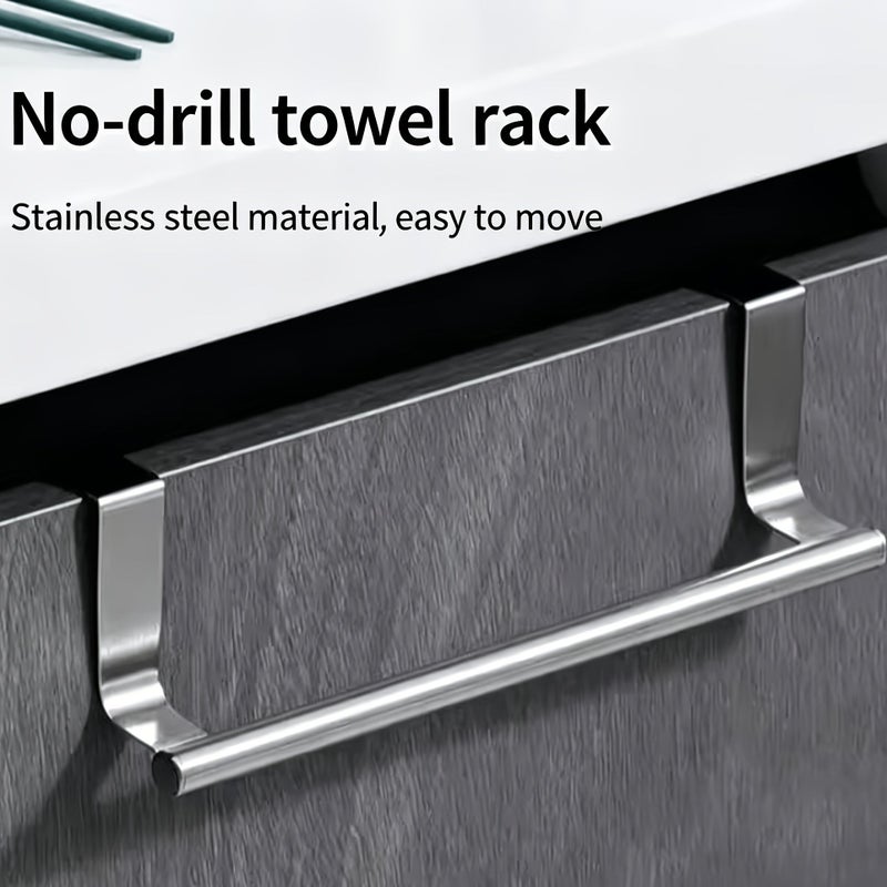 Black M Elegant 403 Stainless Steel Towel Bar Door Hanging Rack Non Punching Space Saving Shelf For Bathroom Kitchen Storage Home Use - Image 2