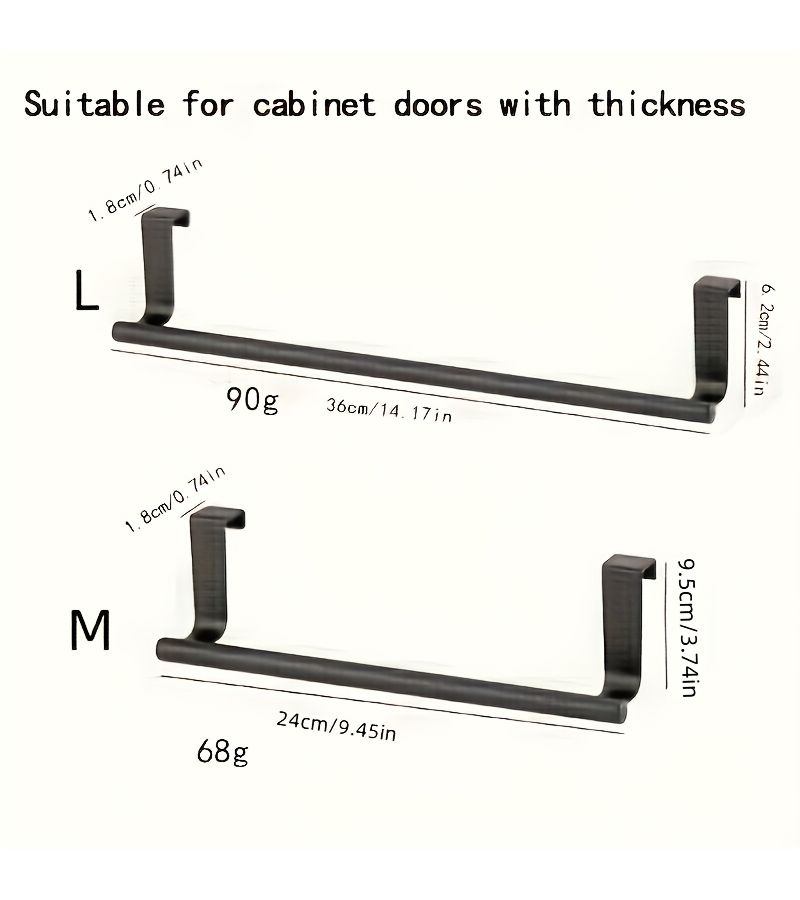 Black M Elegant 403 Stainless Steel Towel Bar Door Hanging Rack Non Punching Space Saving Shelf For Bathroom Kitchen Storage Home Use - Image 3