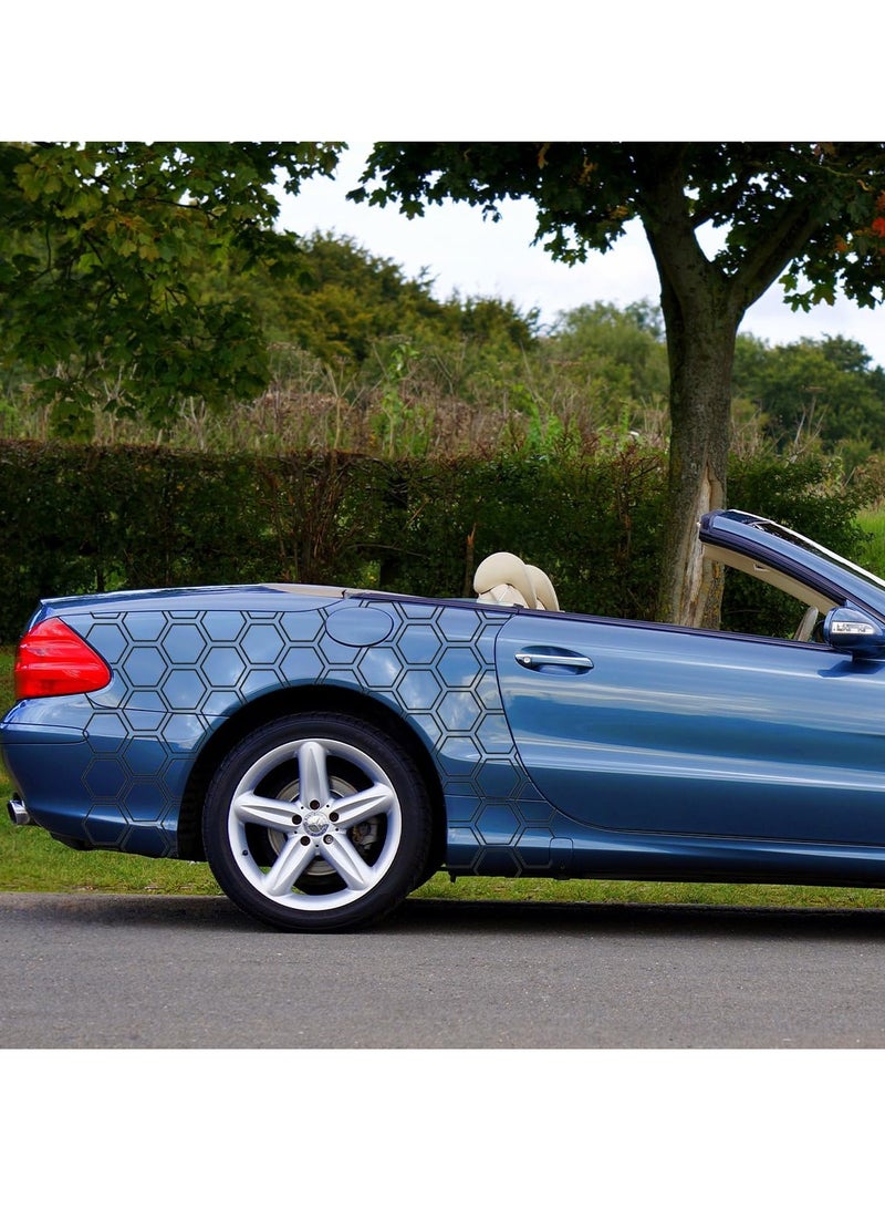 SOLARAE Car Door Side Decals, Automotive Body Self-Adhesive Wterproof DIY Hexagon Pattern Vinyl Door Side Graphics Stickers Decoration Accessories, Universal for Vehicles, SUV, Trucks (Carbon Black) - Image 3