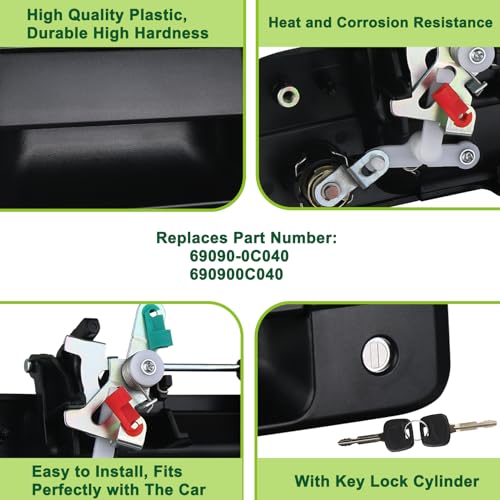 omoZone Tailgate Handle Liftgate Latch Handle with Key Lock Cylinder Compatible with 2007-2013 Toyota Tundra Replaces 69090-0C040 690900C040 81213 - Image 5