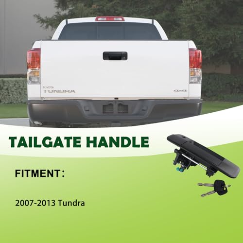 omoZone Tailgate Handle Liftgate Latch Handle with Key Lock Cylinder Compatible with 2007-2013 Toyota Tundra Replaces 69090-0C040 690900C040 81213 - Image 3