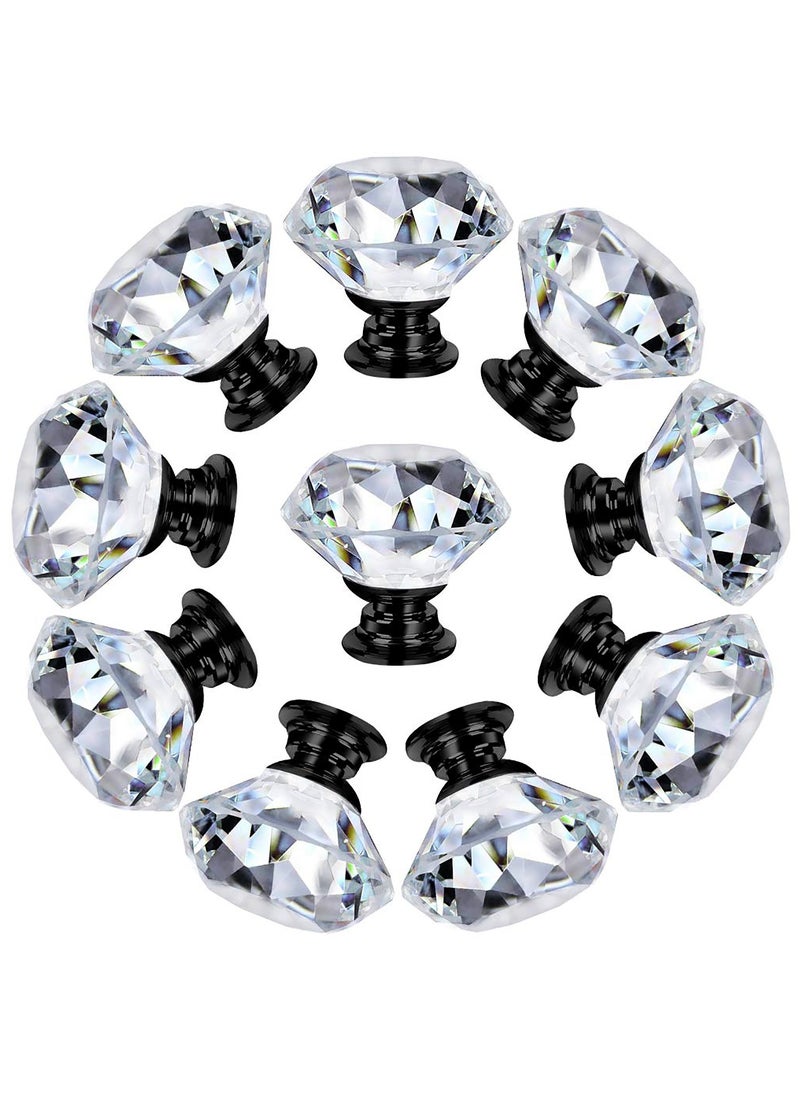 SYOSI 10 Pack Dresser Drawer Cabinet Knobs 30 mm Diamond Shaped Crystal Glass Knobs Pulls for Kitchen Wardrobe Cupboard  - Image 1