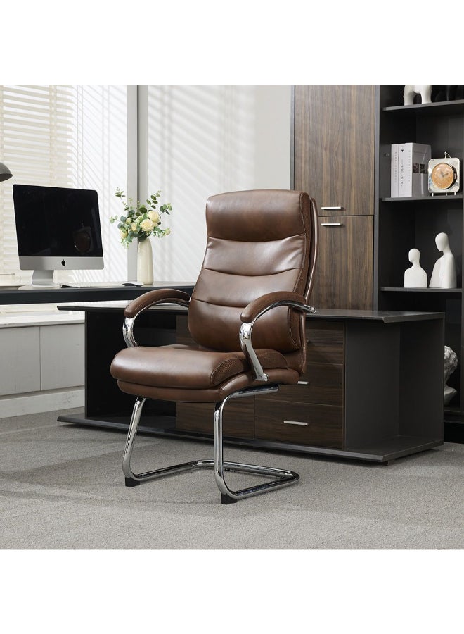DANUBE HOME Harland Visitor Back Office Chair Ergonomic Office Chair Modern Desk Computer Chair Accent Office Armchair Fixed Lumbar L71xW62.5xH113.8cm - Dark Brown - Image 1