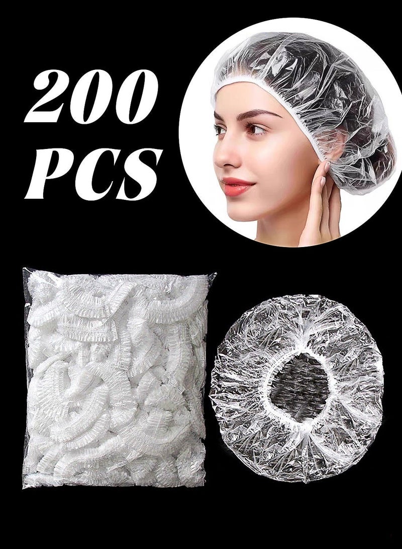 200PCS Disposable Shower Caps, Plastic Clear Hair Cap Large Thick Waterproof Bath Caps for Women, Hotel Travel Essentials Accessories Deep Conditioning Hair Care Cleaning Supplies - Image 1