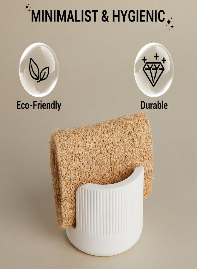 Amviner Quick Drying Diatomite Stone Sponge Holder, Compact Sponge Caddy for Kitchen Sink Counter, Water-Absorbing Round Organizer with Wide Slot, 1 Pack, White - Image 4
