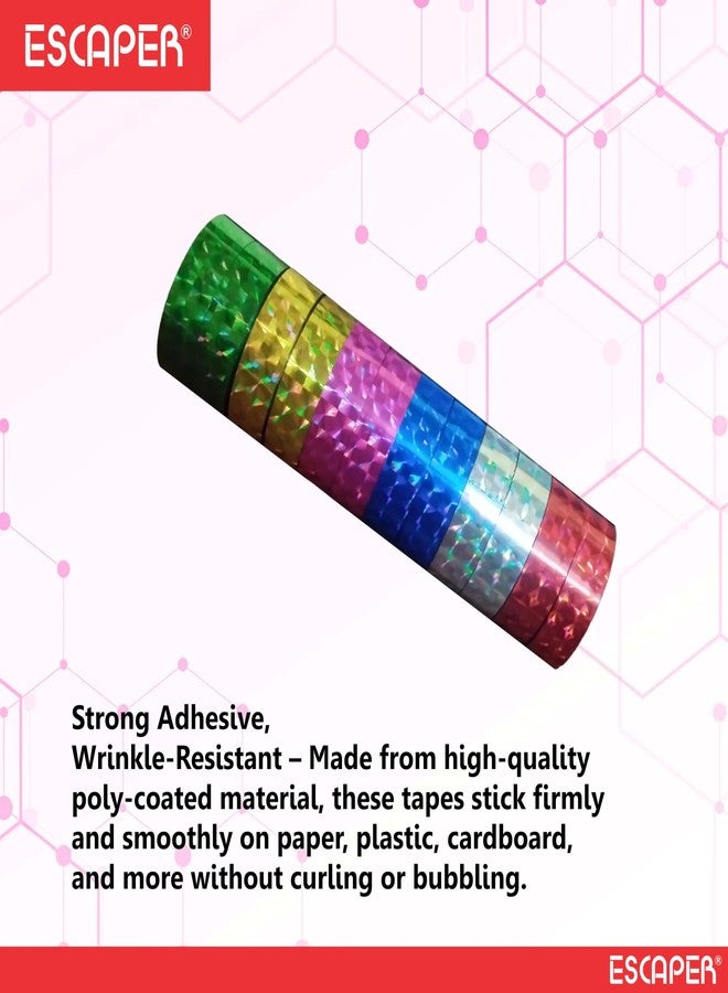 ESCAPER Glitter Tapes for Art and Craft, 12mm Shining Laser Adhesive Cello Tape (Pack Of 12) Rolls for Kids, DIY, Scrapbooking, Gift Wrapping, School Projects, and Decoration (Mix-Color, 12 Pcs) - Image 5