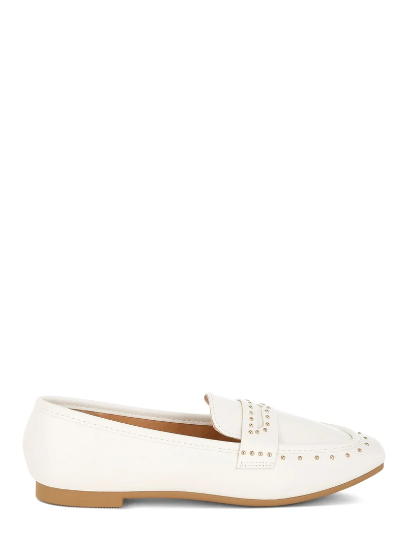 London Rag Women's Studded Faux Leather Loafers In White
