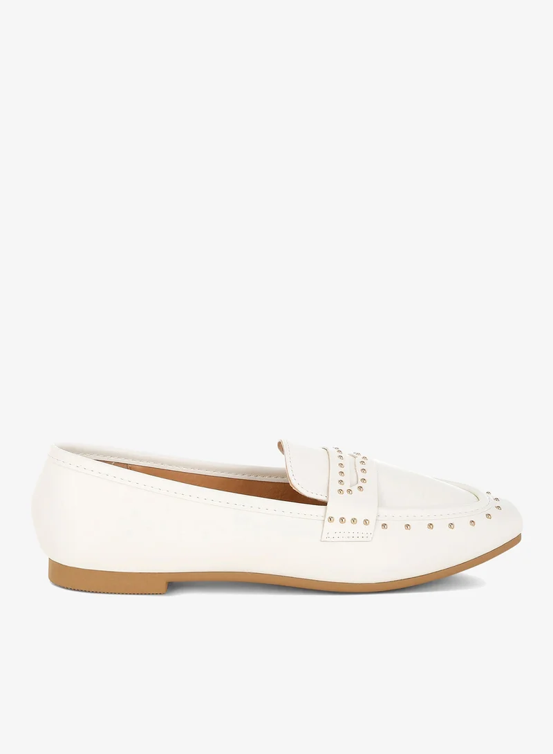 London Rag Women's Studded Faux Leather Loafers In White