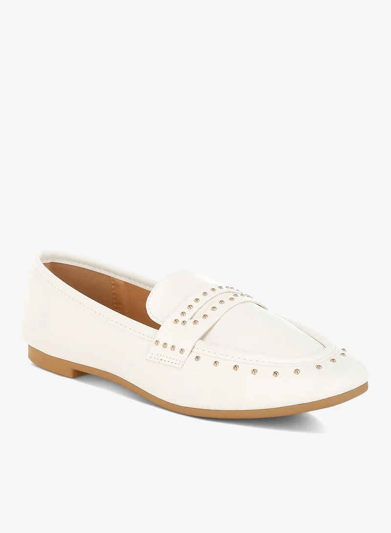London Rag London Rag Women's Studded Faux Leather Loafers In White