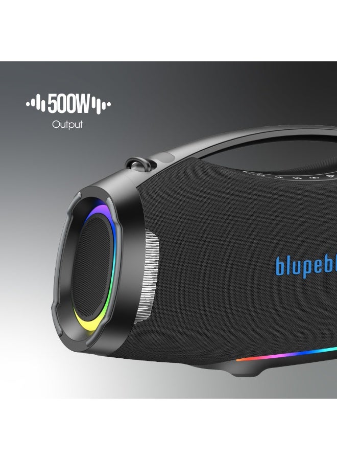 blupebble مكبر صوت بلوتوث محمول ThunderBlast 500W | أضواء حفلات RGB | ميكروفونات مزدوجة | بطارية 40,000mAh مع 20 ساعة من وقت التشغيل | مكبر صوت لاسلكي مقاوم للماء IPX6 - Image 3