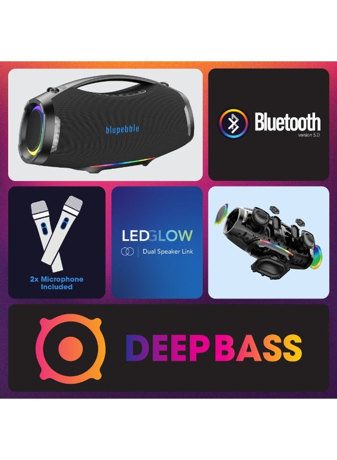 blupebble مكبر صوت بلوتوث محمول ThunderBlast 500W | أضواء حفلات RGB | ميكروفونات مزدوجة | بطارية 40,000mAh مع 20 ساعة من وقت التشغيل | مكبر صوت لاسلكي مقاوم للماء IPX6 - Image 5