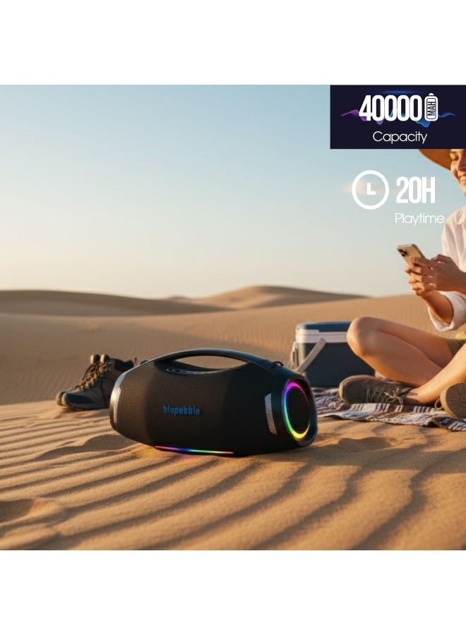 blupebble مكبر صوت بلوتوث محمول ThunderBlast 500W | أضواء حفلات RGB | ميكروفونات مزدوجة | بطارية 40,000mAh مع 20 ساعة من وقت التشغيل | مكبر صوت لاسلكي مقاوم للماء IPX6 - Image 4