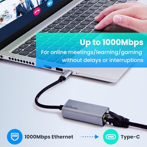 eqimaimai USB C to ethernet Adapter,Ethernet to USB c,TypeC to RJ45 Ethernet Adapter 1Gbps Gigabit Ethernet Compatibility for Mac,MacBook Pro/Air,Dell XPS,Chromebook,Surface - Image 2