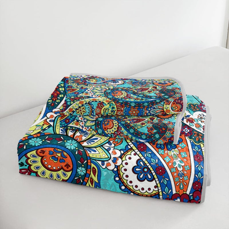 UEVBF Boho Style King Quilt Set,Bohemian Floral Quilt Beddding Set for Adults,Soft and Lightweight Bed Set for All Season,Colorful Quilted Beddding with 2 Pillowcases. - Image 5