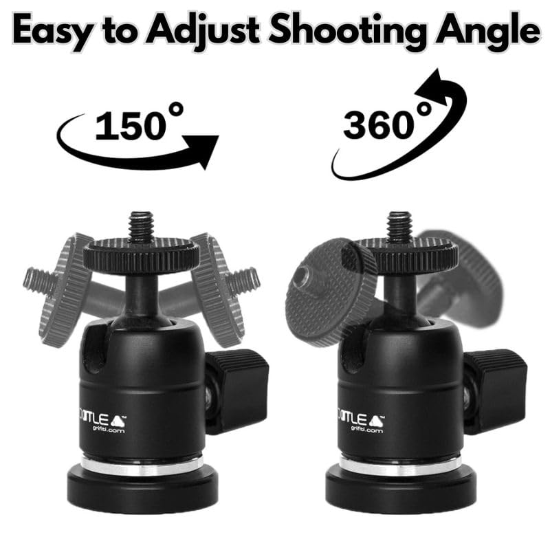 GRIFITI Nootle Magnetic Camera with Mini Ball Head Stand Magnet Foot for Cameras, Video Cams, Phone Mounts, Projector, Tablet Mount Accessories - Action Tripod Base Adapter with Ballhead - Image 3