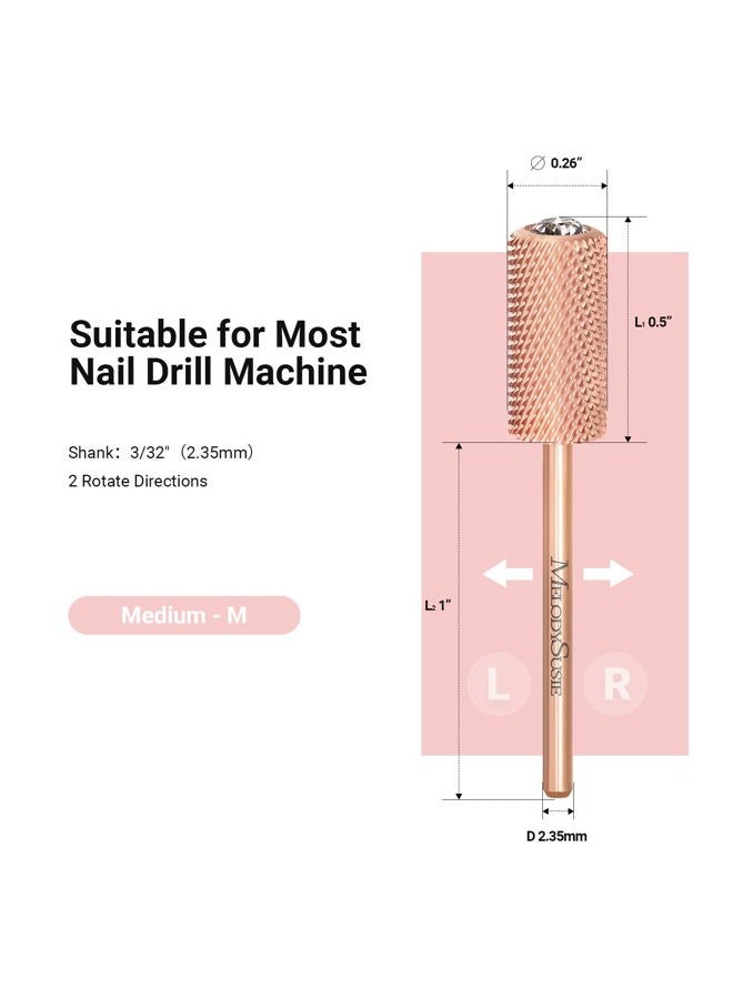 MelodySusie Crystal Top Nail Drill Bits, 3/32'' Large Barrel Carbide Bits, Suitable for Manicure Pedicure Cuticle Gel Polishing, Beginners Bits, Rose Gold, Series Bit-S, Medium - Image 5
