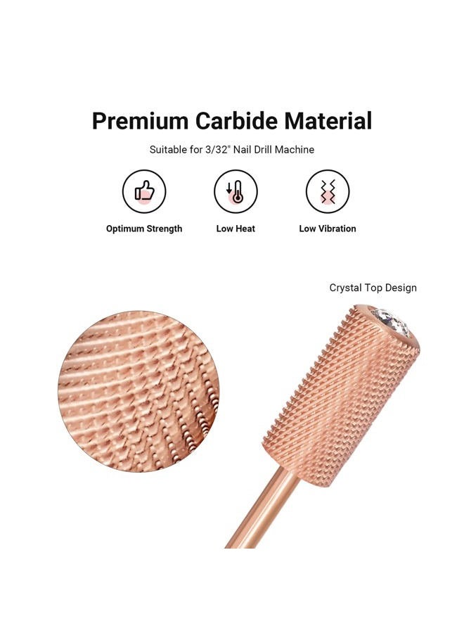 MelodySusie Crystal Top Nail Drill Bits, 3/32'' Large Barrel Carbide Bits, Suitable for Manicure Pedicure Cuticle Gel Polishing, Beginners Bits, Rose Gold, Series Bit-S, Medium - Image 2
