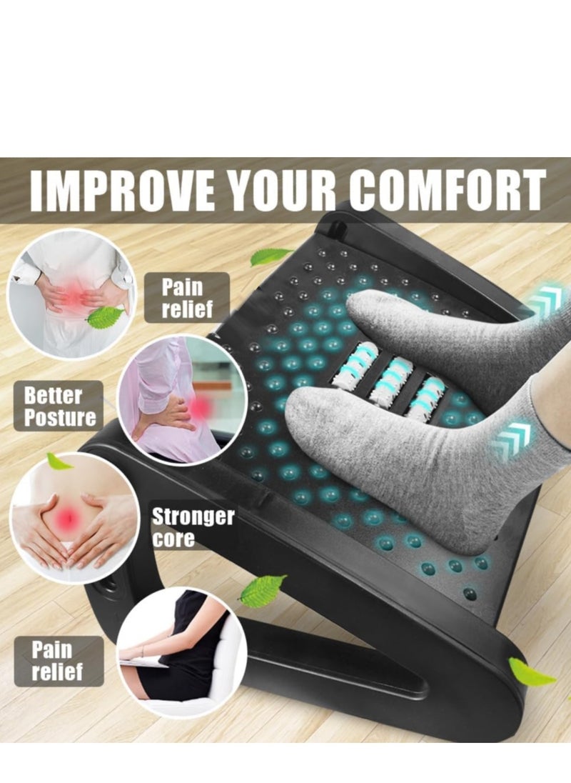 PENG GENERAL Foot Rest Under Desk at Work , Ergonomic 6-Height Adjustable footrest with Massage Rollers Black  - Image 4