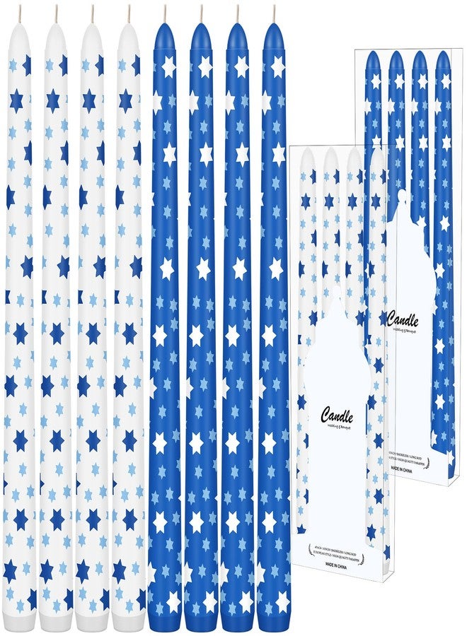MTLEE 8 Pcs Hanukkah Taper Candles 10 Inch Chanukah Candles White and Blue Long Burning Hanukkah Candles for Holiday Table Decorations Hanukkah Christmas Party Favors Gifts(Simple) - Image 1