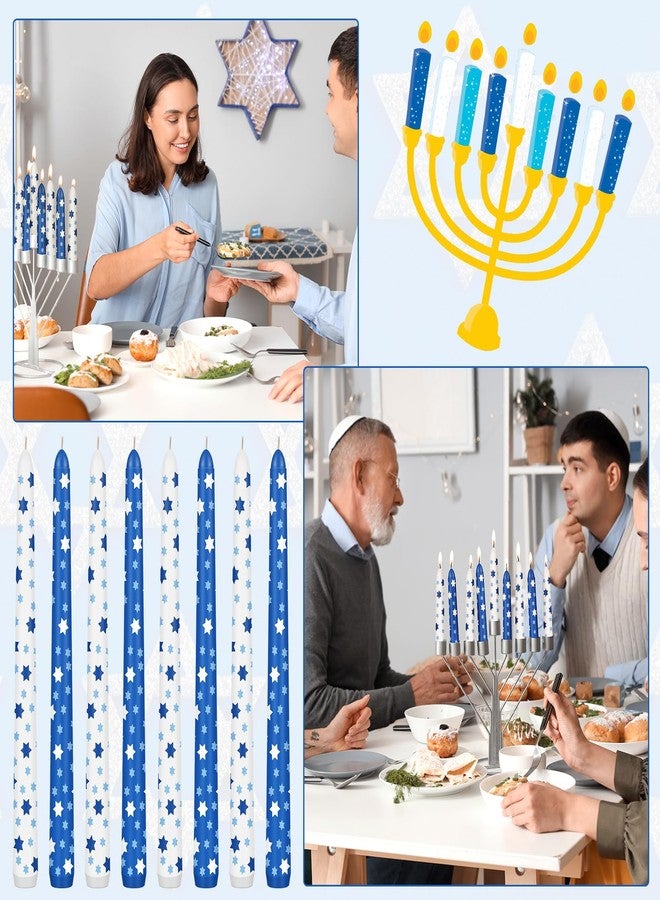 MTLEE 8 Pcs Hanukkah Taper Candles 10 Inch Chanukah Candles White and Blue Long Burning Hanukkah Candles for Holiday Table Decorations Hanukkah Christmas Party Favors Gifts(Simple) - Image 4