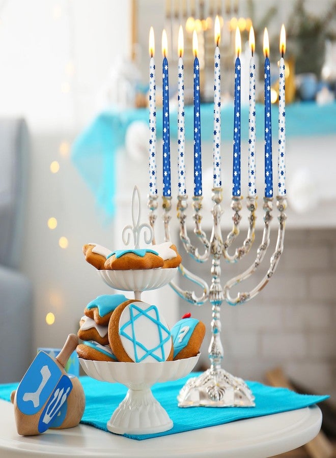 MTLEE 8 Pcs Hanukkah Taper Candles 10 Inch Chanukah Candles White and Blue Long Burning Hanukkah Candles for Holiday Table Decorations Hanukkah Christmas Party Favors Gifts(Simple) - Image 5