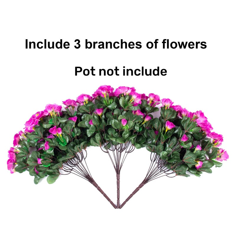 Ivydale Artificial Faux Outdoor Flowers Plants for Outside Spring Decoration, Fake Silk Fuchsia Camellia UV Resistant Realistic for Planter Porch Patio Balcony Garden Home, 3 Large Bundles - Image 5