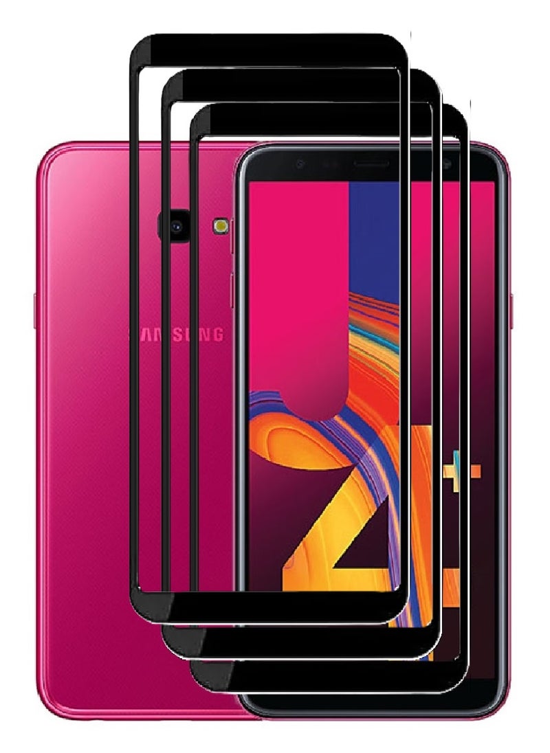 AINA 3 Pieces Tempered Glass Screen Protector 5D Designed For Samsung Galaxy J4+ Full Glue Edge to Edge Full Screen Coverage And Bubble Free - Image 1