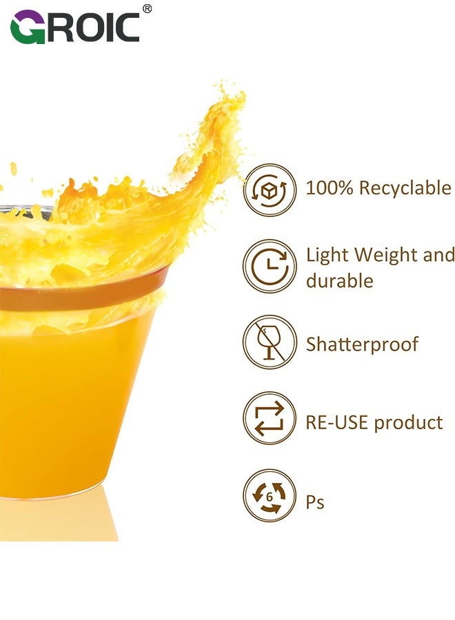 GROIC 25 Pack 9 oz Gold Plastic Cups, Clear Plastic Cups Tumblers, Elegant Gold Rimmed Plastic Cups, Disposable Cups with Gold Rim Perfect for Weddings,Party,Party Supplies  - Image 3