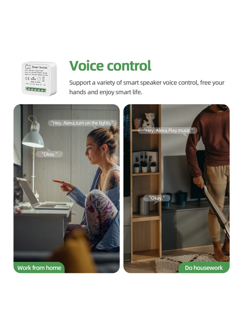 Excefore Mini Smart Relay WiFi Switch, 16A DIY Smart Light Switch Module, Smart Life Tuya App Control, Compatible with Alexa and Google Home, Smart Speakers with Appointment Timing Function - Image 3